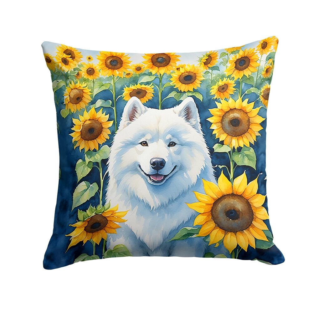 7836 in Sunflowers Throw Pillow, 14Hx14W, Samoyed 6154